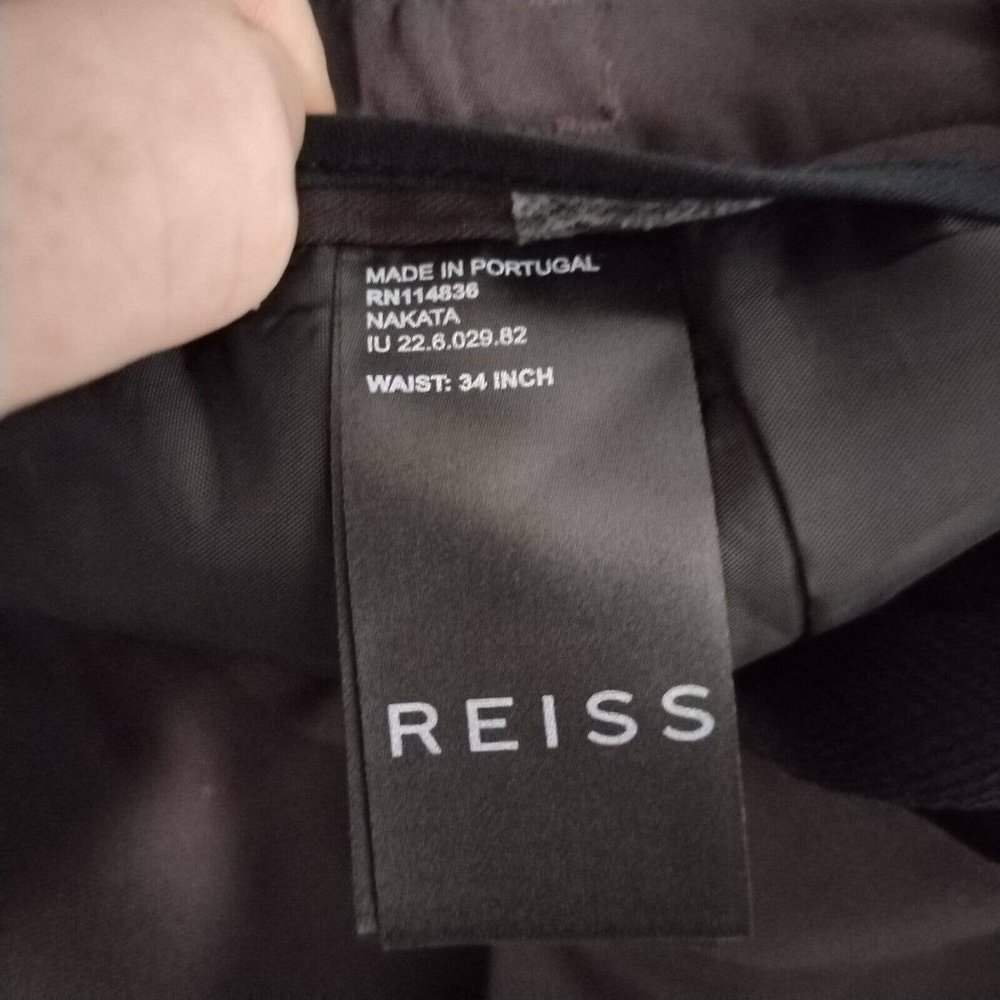 Reiss Trousers Mens 34 (34x28) Dark Aubergine Wool Nakata Drawstring Relaxed - Picture 2 of 16